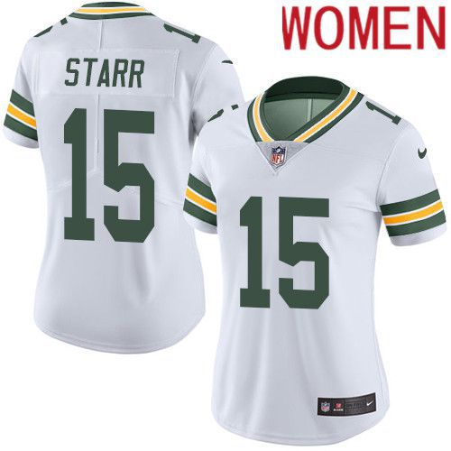 Women Green Bay Packers #15 Bart Starr White Nike Vapor Limited NFL Jersey